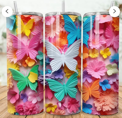 3D Butterflies Colorful Tumbler