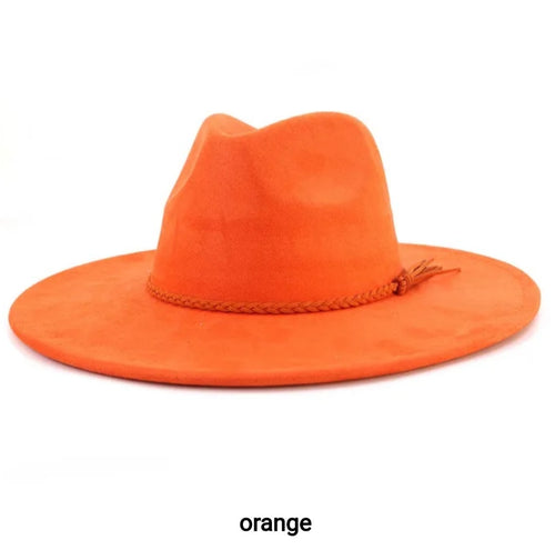 Orange Wide Brim Suede Hat