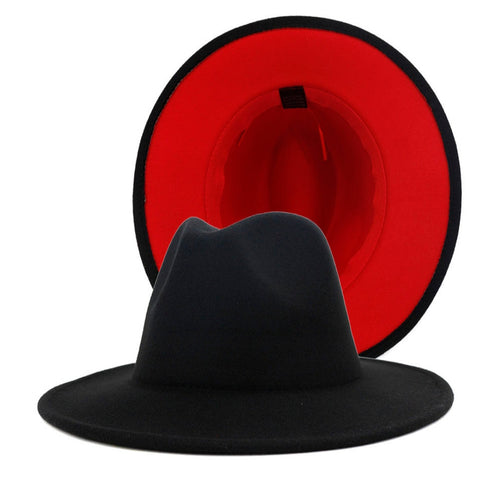 Black + Red Bottom Fedora Hat