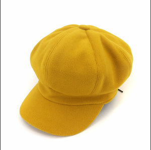 Yellow Wool felt beret hat