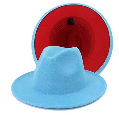 Sky Blue + Red Fedora
