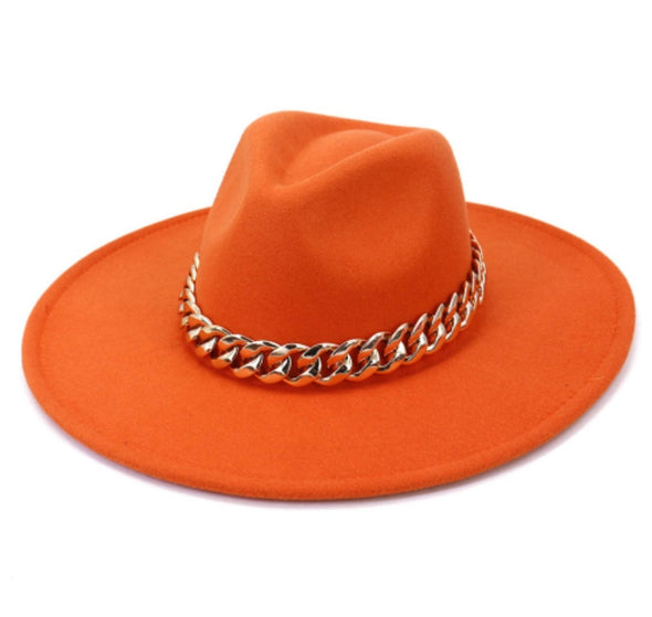 Solid Orange Wide Hat Sale