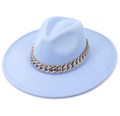 Wide Brim Light Blue Hat