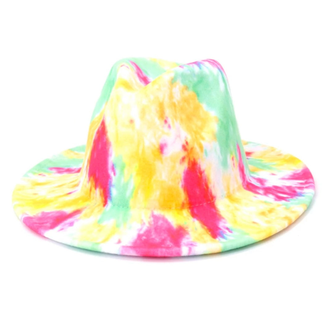Yellow tie dye Fedora