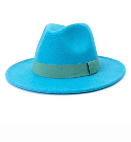 Solid Sky Blue Fedora